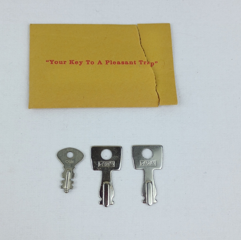 Cheney Luggage Suitcase Key, and P. Burg Long key set of 2 trunk, spear keys.  P
